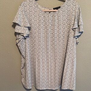 Elegant White and Black Ruffle Sleeve Top